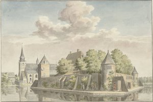 Hof van Putten a kostel Geervliet od Cornelis Pronk (possibly)