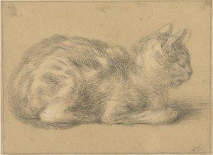 Sedící kočka, vpravo od Cornelis Saftleven (possibly)