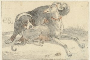Greyhound a koroptev pes od Cornelis Saftleven