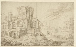 Krajina se starověkými ruinami od Cornelis Saftleven