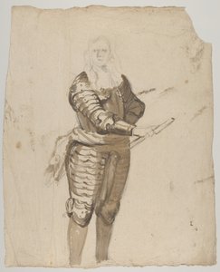 Studie stálého velitele držícího hůl, verso..., začátek 17.-polovina 17. století.
