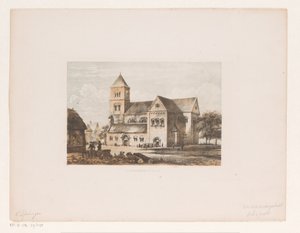 Kostel dvanáctého století Kostelní budova z 12. století (název na objektu) od Cornelis Springer