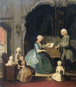 Rodinná skupina u cembala, 1739 od Cornelis Troost