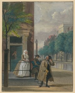 Scéna z komedie („Odhalená pokrytecká ctnost“ od Lingelbacha) od Cornelis Troost