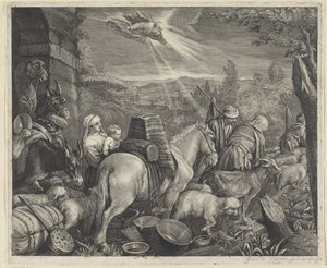 Abraham opouští Háran od Cornelis Visscher (II)