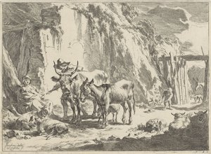 Krajina se ženou krmící své dítě Krajiny (název série) od Cornelis Visscher (II)