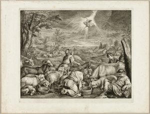 Anděl urychlující Abrahama od Cornelis Visscher