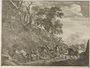 Útok na konvoj od Cornelis Visscher