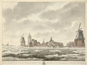 Pohled na obsazení ledu mimo Waterpoort v Gorinchem, 20. února 1799 od Cornelis de Jonker