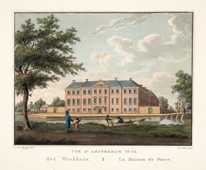 Pohled na Amsterdam č.25. Het Werkhuis. La Maison de Force, 1825 (ručně kolorovaná rytina) od Cornelis de Kruyff