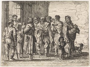 Žebráci do kláštera Žánrové scény (název seriálu) od Cornelis de Wael