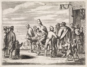 Muž přivázaný k oslu Žánrové scény (název seriálu) od Cornelis de Wael