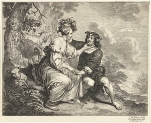 Pastýř a pastýřka v krajině od Cornelis van Dalen (II)