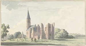 Ruiny kostela v Serooskerken od Cornelis van Noorde (attributed to)