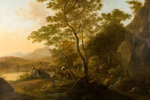 Krajina s figurami, cca 1655-1710 (olej na plátně) od Cornelis van Swanenburgh