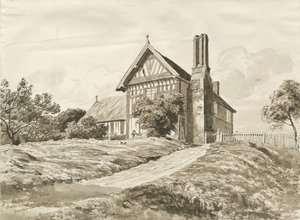 Betley - Farmhouse: kresba perem a sépií, říjen 1820 (kresba) od Cornelius Varley