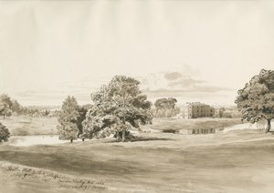 Betley Hall: sépiová kresba, říjen 1820 od Cornelius Varley