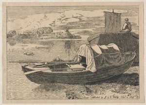 Lodě na řece, Windmill in Distance, 1809. od Cornelius Varley