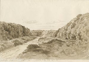 Chillington Hall: sépiová kresba, 1820 od Cornelius Varley