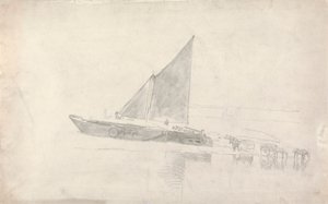 Studie lodí s koňmi a vozíky od Cornelius Varley