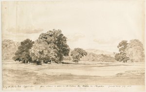 Wrottesley Park: sépiová kresba, červenec 1820 od Cornelius Varley