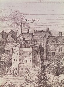 Divadlo Globe, detail z rytiny od Cornelius de Visscher