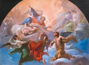 Satan před Bohem, kolem roku 1750 (olej na plátně)