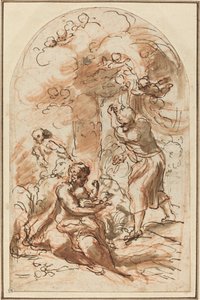 Studie pro "Madonna della Scodella" [recto] od Correggio