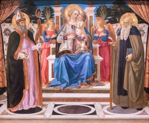 Madonna ja lapsi valtaistuimella enkelien, pyhän Nikolauksen ja pyhän Anthonyin kanssa od Cosimo Rosselli