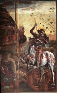 Svatý Jiří a drak. Detail - olej na plátně