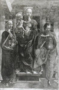 Panna s dítětem s Marií Magdalenou a svatým Jeronýmem od Cosimo Tura