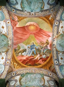 Klášter Saint Emmeran, od roku 1812 sídlo knížat Thurn und Taxis: (freska) Stropní freska v knihovně, Král Šalamoun ... (freska)
