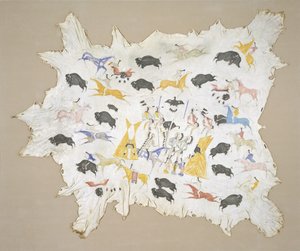 Scenes of Plains Indian Life, c.1880 (pigment na elkhide) od Cotsiogo