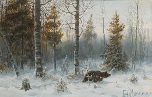 Zimní krajina s medvědem, 1907 od Count Vladimir Leonidovich Muravyov