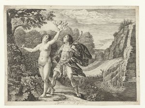 Apollo pronásleduje Daphne Metamorfózy Ovidia (název série) od Crispijn van de Passe (I)