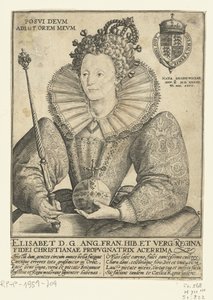 Portret van Elizabeth I Tudor, deset halfen lijve Posvi Devm Aiut Orem Mevm (název na objektu) od Crispijn van de Passe (I)