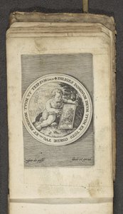 Putto s tabletem Putti zobrazující Boží slovo (název série) Verbum Dei (název série) od Crispijn van de Passe (I)