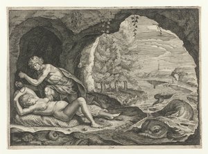 Peleus sleduje spící Thetis Metamorfózy Ovidia (název série)