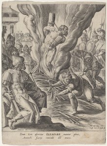 Eleazar upálen Antiochem od Crispijn van de Passe I after Maarten de Vos