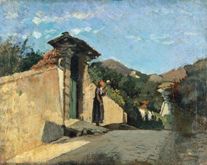 Studie krajiny, cca 1861, Cristiano Banti (1824-1904), olej na plátně na palubě