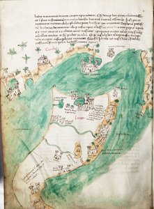 Mapa Kosu a Bodrumu, asi 1420 (pergamen)