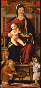 Panna a dítě na trůnu se dvěma hudebními anděly, 1508-1510 od Cristoforo Caselli