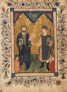 Svatý Marek evangelista a svatý Sinibaldus uctíván členy laiky..., ca. 1425-34.