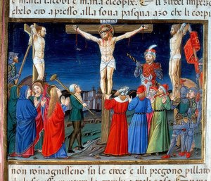 Kristus na kříži (c.121r). 1476 od Cristoforo De Predis