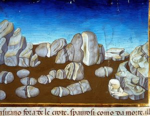 Konec světa: zemětřesení zničí svět (c.148v). 1476 od Cristoforo De Predis