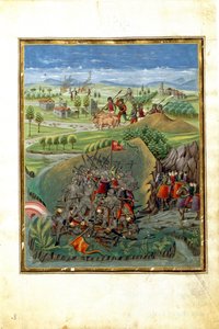 Vliv planety Březen: válečná scéna (miniatura, cca 1470)