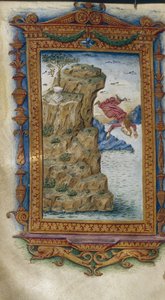 Sapfó vrhající se do moře Ilustrace pro The Heroides od Ovidia, 1485-1499