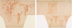 Tři studie andělů pro pendentiva (recto); Studie k setkání Krista s matkou na cestě na Kalvárii, Studie anděla v pendentive (verze)