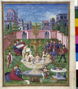 Vliv Merkura: Zahrada lásky a fontána mládí. Miniatura od Cristofora de Predis (v. 1440-v. 1486) - v „“ De Sphaera“““ d