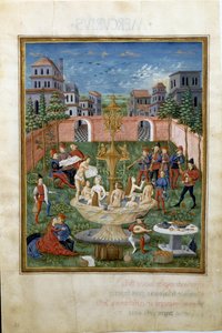 Vliv Venuše: zahrada lásky a fontána mládí (miniatura, cca 1470)